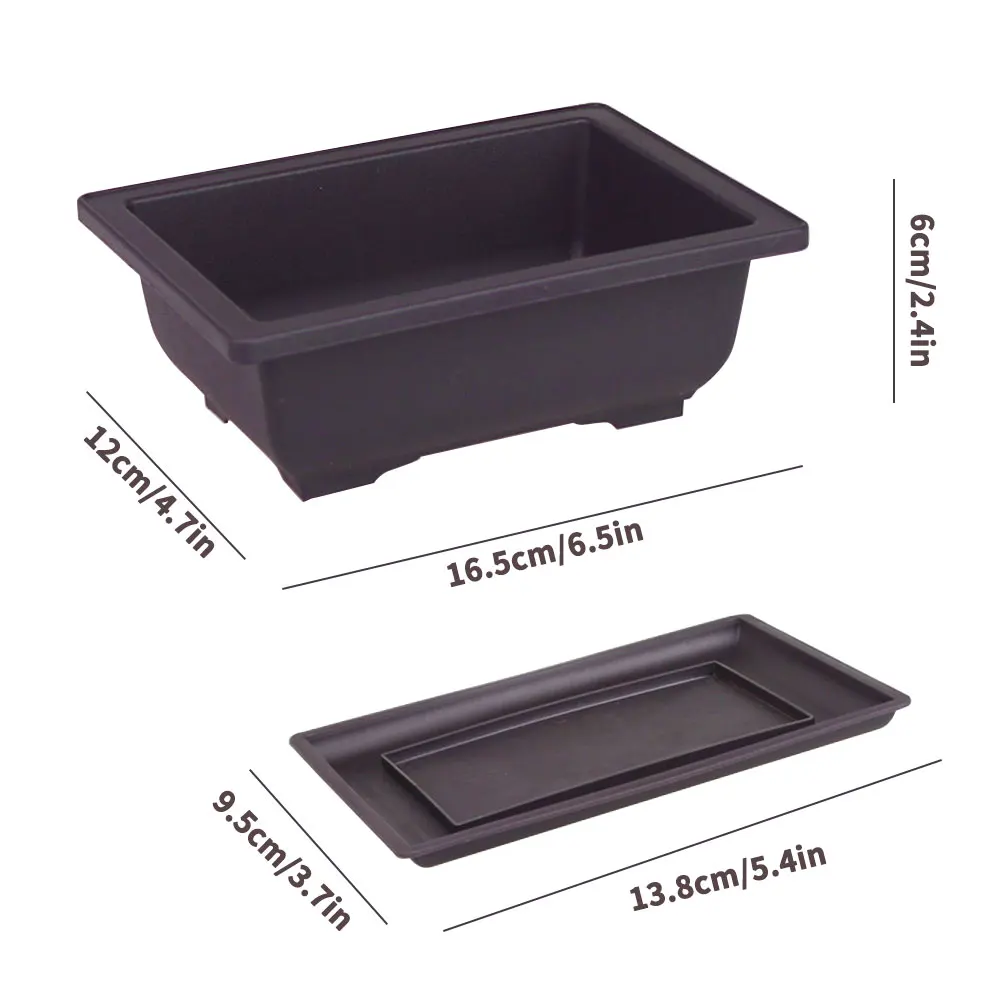

10PCS Training Pots With Tray Plastic Bonsai Plants Pot Square Plastic Plant Pots With Square Trays For Flower Succulent