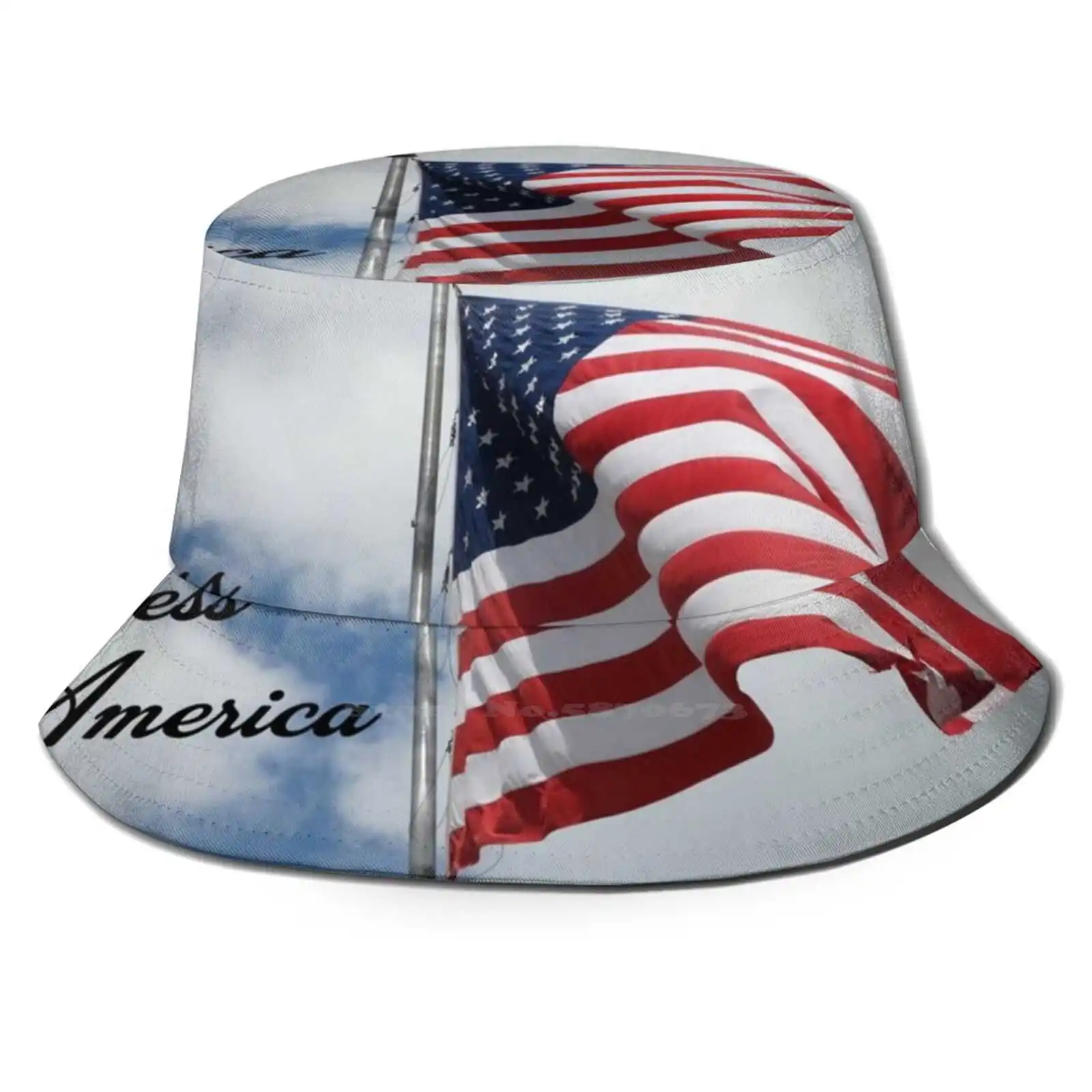 

God Bless America Unisex Fashion Women Men Breathable Bucket Hats Veterans Day Flag Day Fourth Of July Day Memorial Day Bbq