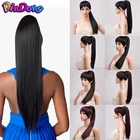 DinDong прямой хвостик с челкой, синтетический зажим для наращивания волос, афро шнурок, конский хвост, африканская американская булочка