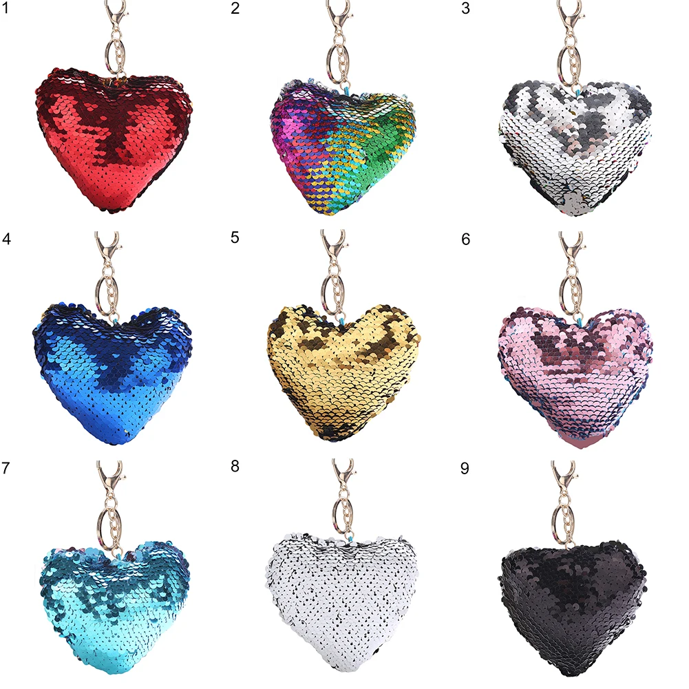 Блестящий брелок для ключей с блестками в форме сердца женский автомобиля