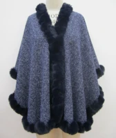 sanofi winter elegant fashion warm womens shawl solid blue loose wool scarf collar edge knitted long cloak