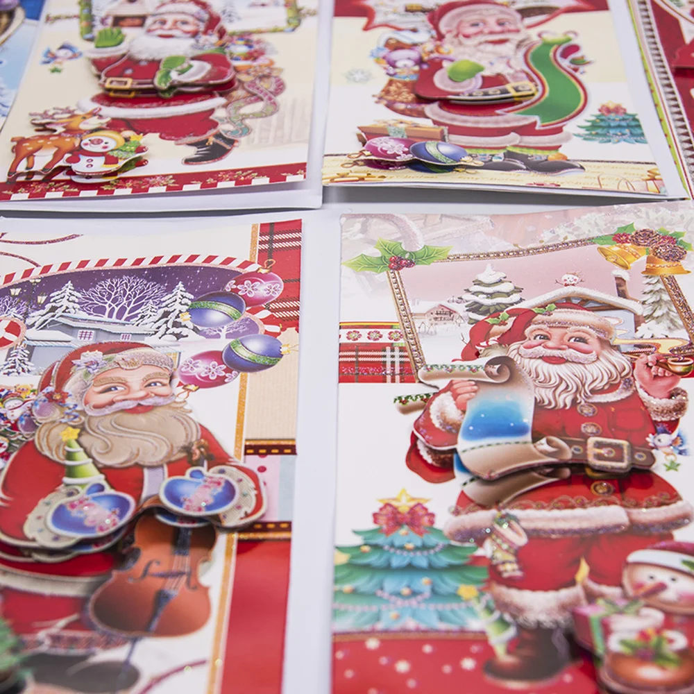 8 шт. Рождественская поздравительная открытка с Санта-Клаусом и конвертом
