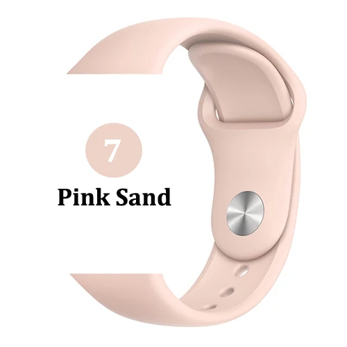7-Pink Sand Ремешок для apple watch band 4 3 correa iwatch band 42 мм/38 мм 44 мм/40 мм 2 спортивный силиконовый браслет pulseira apple watch аксессуары - Цвет ремешка: 7-Pink Sand