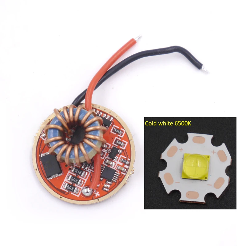 driver with 6500K Cree XLamp XHP70 XHP70.2 6 в светодиодный драйвер 26 мм 1 Режим 5 Режим вход DC6V-15V выход 6 в 5000ма для XHP70 светодиодный фонарик DIY - Цвет: driver with 6500K