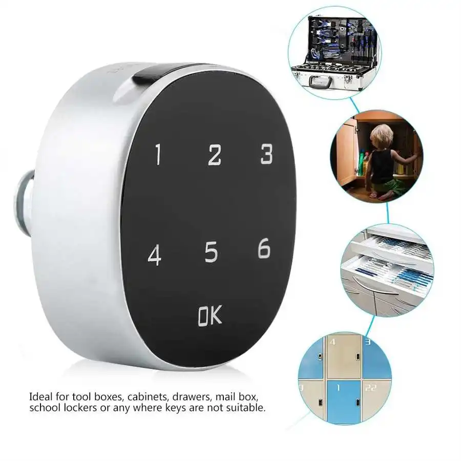 Zinc Alloy Digital Code Lock Touch Screen Cabinet Password Locks Coded Combination Security Safety Door Lock for Cabinet Drawer