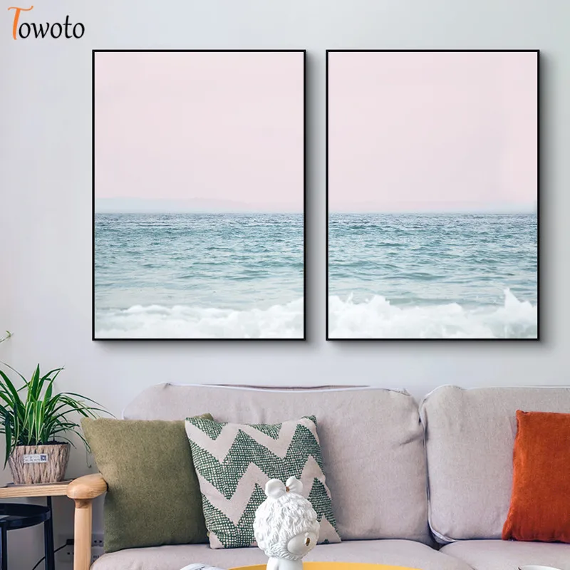 Плакат на холсте с изображением пляжа моря воды скандинавских пейзажей | Дом и