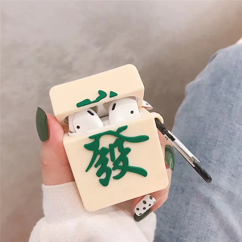 3D силиконовый чехол qute для китайского Маджонга мАч Чен Чжун фа air pods 1 2 Чехол