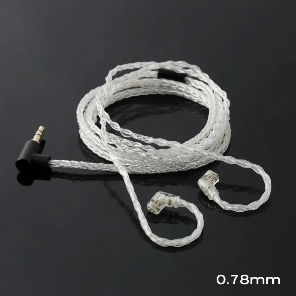 Черный обновленный кабель для наушников посеребренный Плетеный 8-жильный