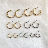 2020 new vintage bamboo small large cc hoop earrings for women fashion street style gold metal loop earrings hoops