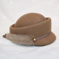 high end temperament true mink tail dome short eaves basin hat women autumn and winter party hat beret fashion street photo hat