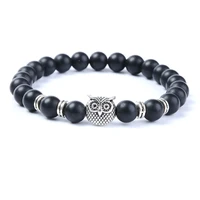 european and american fashion accessories personality owl beading temperament black frosted bead bracelet