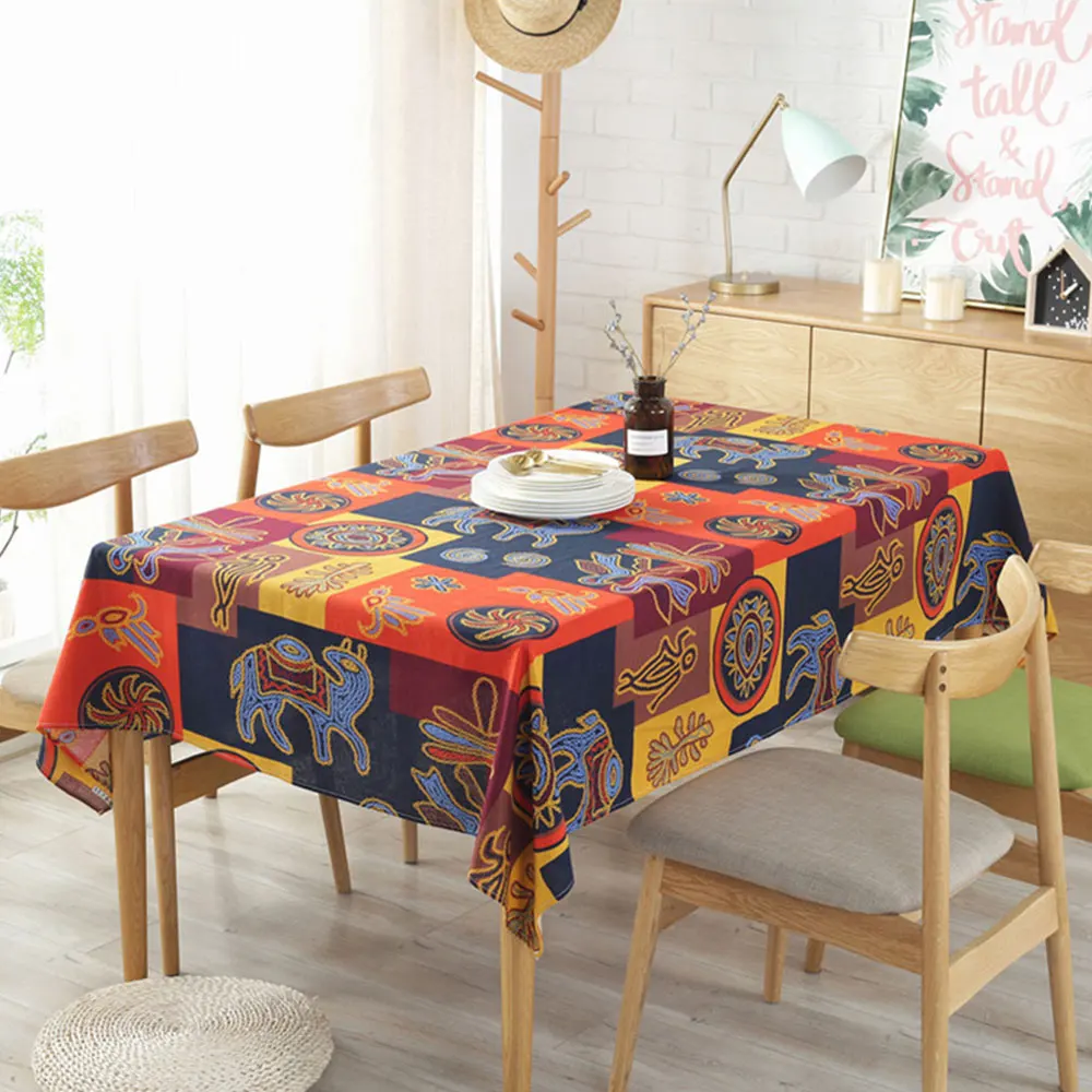 

Скатерть из хлопка и льна в богемном этническом стиле, декоративная прямоугольная скатерть для кухонного стола, скатерть для чайного столи...