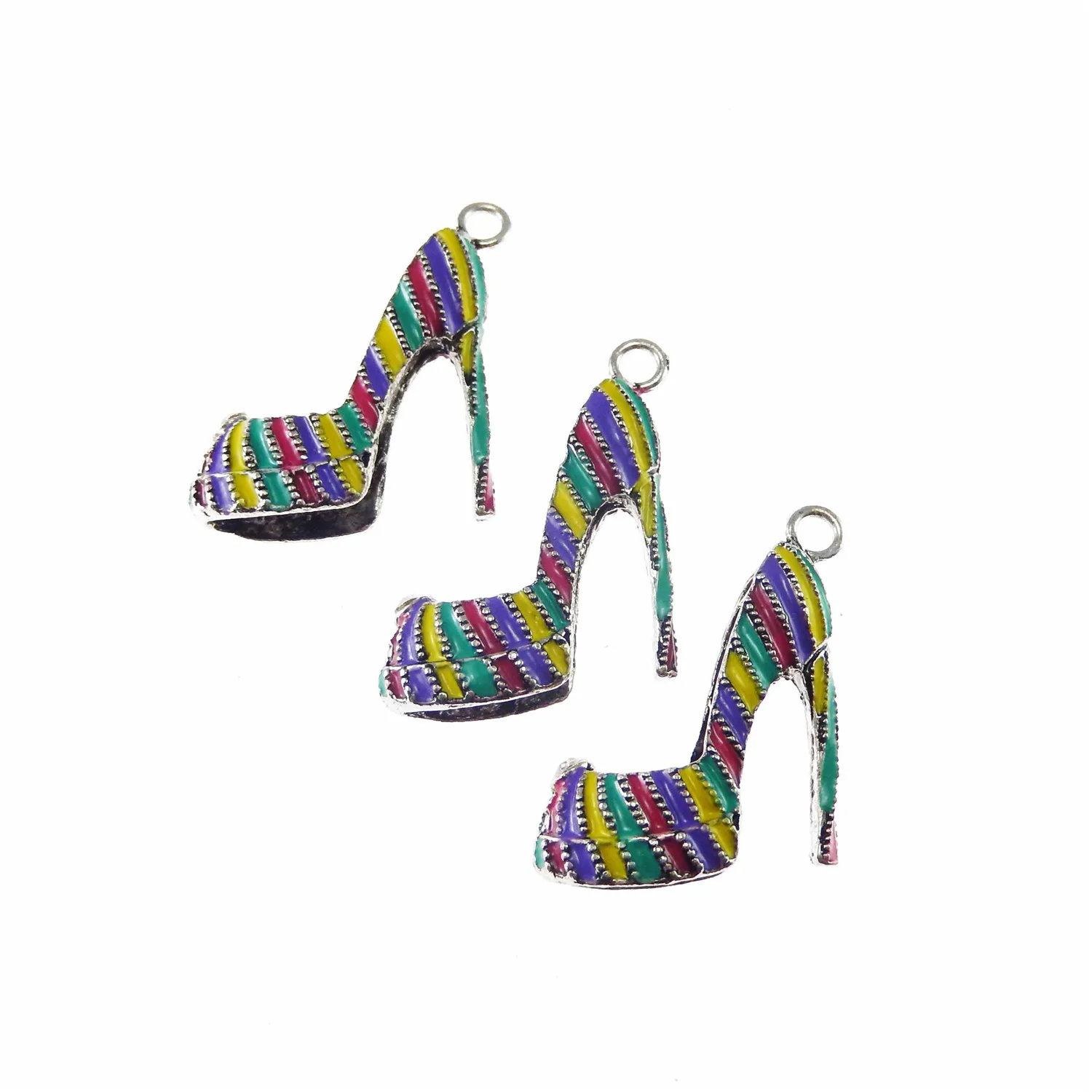 GraceAngie 4PCS Rainbow Enamel High Heel Shoe Charms for Women - Fashion Pendant for DIY Bracelet Necklace image 5