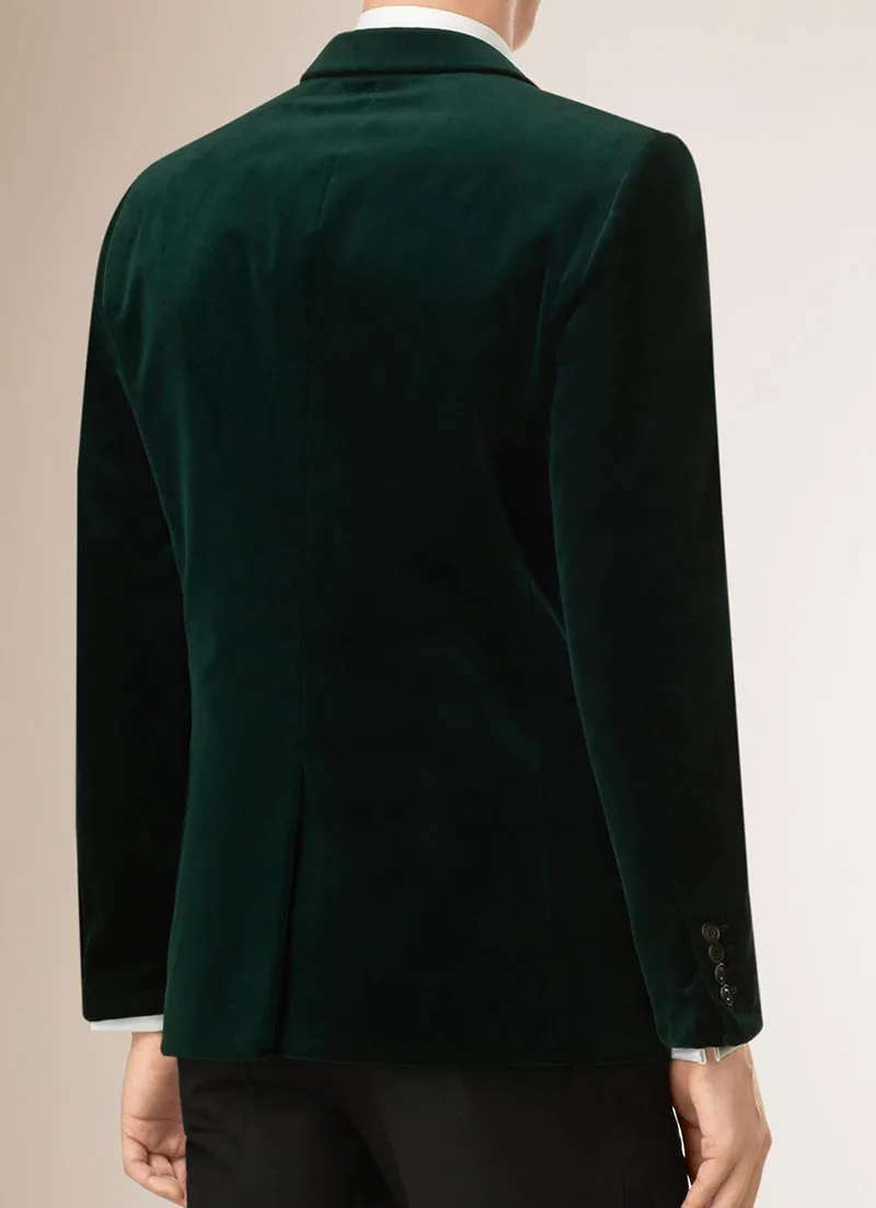 Men Dark Green Velvet Luxury Suit Jacket Slim Fit Tailored Made Blazer Vestido Outwear Coat | Мужская одежда