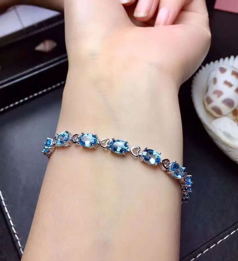 Натуральный топаз браслет-цепочка с реальным и естественным Бесплатная Доставка