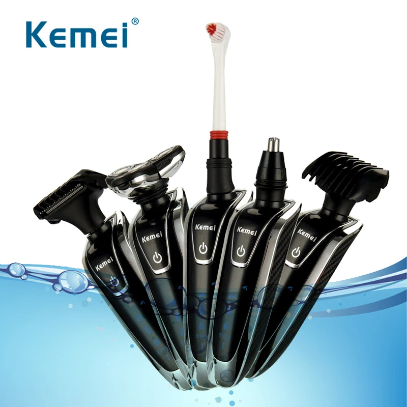 Kemei 4 в 1 Мужская моющаяся аккумуляторная электробритва, электрическая бритва для бороды, бритва, перезаряжаемая D45