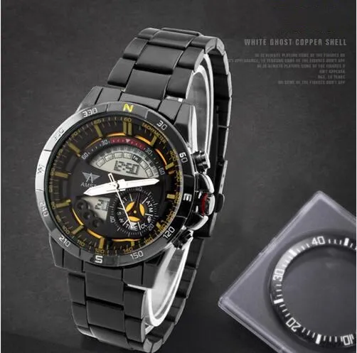 Мужские кварцевые часы с двойным жк дисплеем и датой|watch brand|watch forwatches for men |
