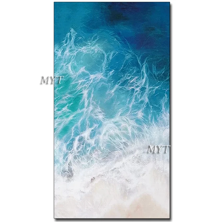 

Новинка, простой абстрактный интерьер, Настенный декор, настоящая ручная работа, морская волна, масляная живопись, украшение для дома, холст...
