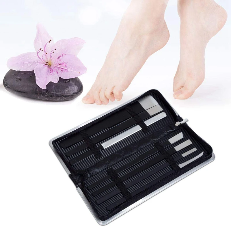 Professional Manicure Pedicure Set - 7 Piece Stainless Steel Nail Care Mani Pedi Kit With Leather Travel Case | Красота и здоровье