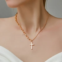 new necklace asymmetric cross necklace wholesale european and american temperament simple cross pendant clavicle chain female
