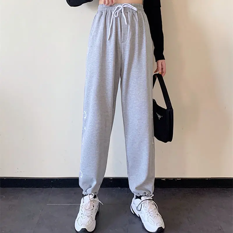 

KUSAHIKI 2021 Spring Summer Thin Harem Pants Korean Printing Women Trousers Causal Sweatpants Mujer Pantalones 6F876