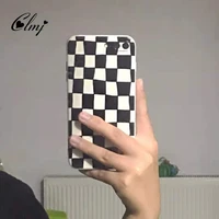 clmj iphone 11 case chessboard phone case for 12 pro 13 x xr 7 8 plus art black white chessboard silicone phone case ins gift