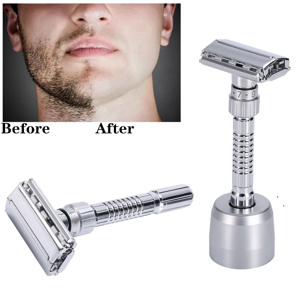 

Adjustable Double Edge Safety Razors Shaving Zinc Alloy Chrome Metal Manual Shaver With Case Hair Removal Shaver