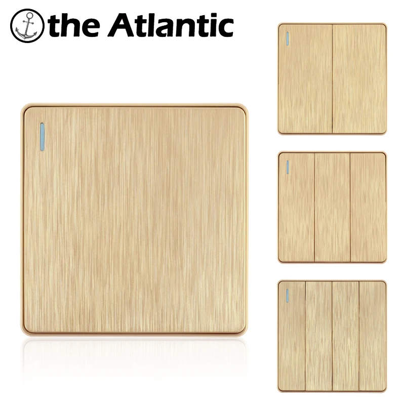 

Luxury Gold 1 2 3 4 Gang Wall Light Switch Rocker Power Switch Lamp Ligh Plastic Frame 16A 250V 86mm * 86mm