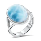 Модная простая небесно-голубая каменные кольца для женщин Элегантный стерлингового серебра большой круглый палец кольца для свадебной вечеринки модные ювелирные изделия 2021