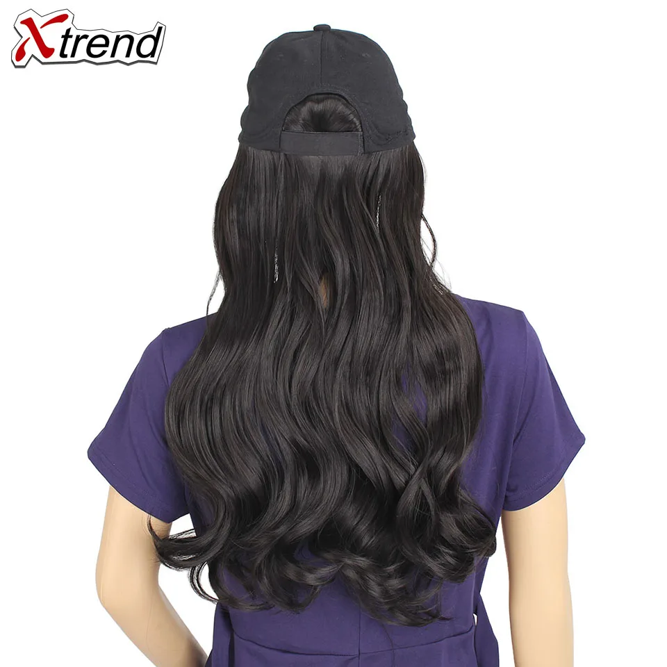 Xtrend Baseball Hat With Wavy Hair Extensions cap with hair for sassy sporty girl Long Synthetic extension