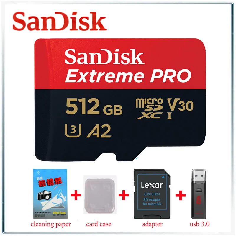 Sandisk Экстрим pro micro sd карта 256 ГБ tf карта памяти cartao de memoria tarjeta microsd 32 Гб tf карты gopro - Емкость: 512GB Free Gift B