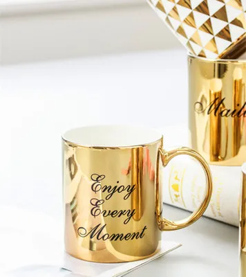 Золотая керамическая кофейная кружка 3D молочная чашка с геометрическими узорами