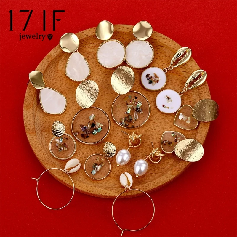 Женские винтажные серьги 17IF серьги-подвески из смолы с геометрическим узором в