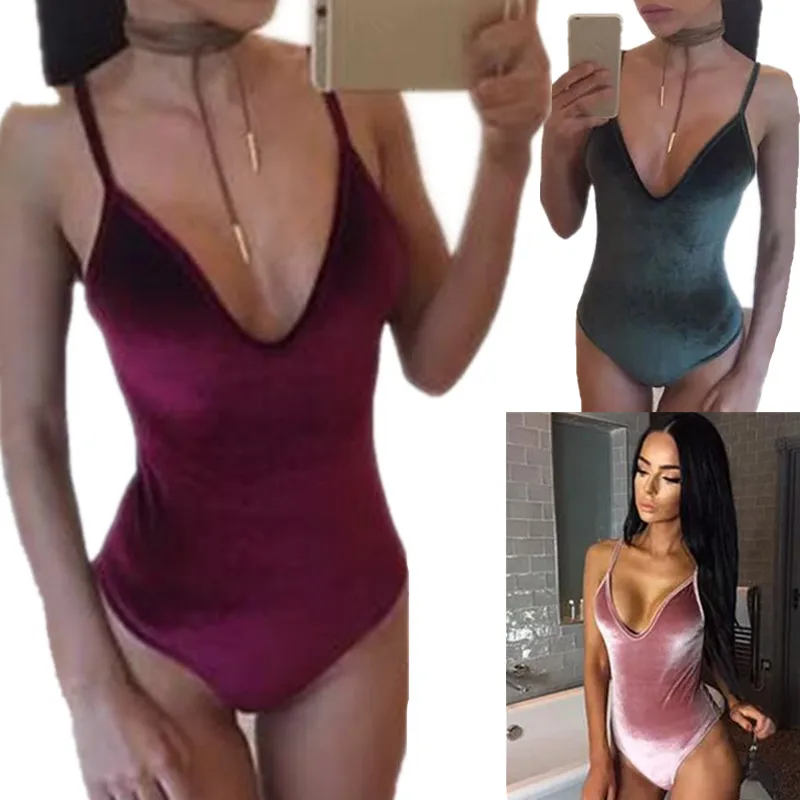 Женский цельный купальник однотонный Бархатный бикини сексуальный с открытой