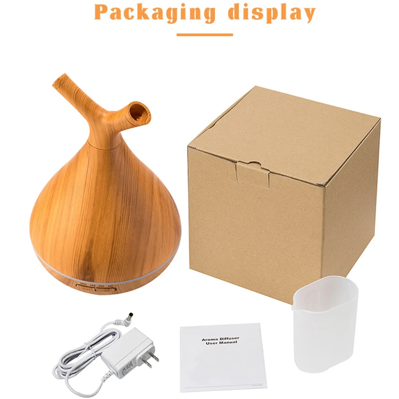 

400ML Wood Grain Aromatherapy Diffuser Essential Oils Humidifier For Home Desktop Branches Aroma Diffuser With Colorful Lights