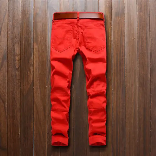 Brand New Fashion Men Ripped Skinny Dancer Elastic Slim Fit Long Pants Zipper Casual | Мужская одежда