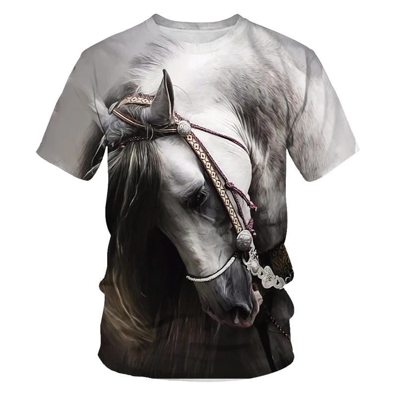

Free shipping hip-hop plus size stallion 3D printing men's T-shirt O-neck outdoor street loose shirt family parent-child wear