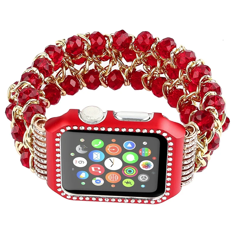 Ремешок с рамкой для Apple watch 44 мм серии 5 3 2 1 ручной работы из бисера эластичный браслет сменный ремешок на запястье 38 мм 42 мм