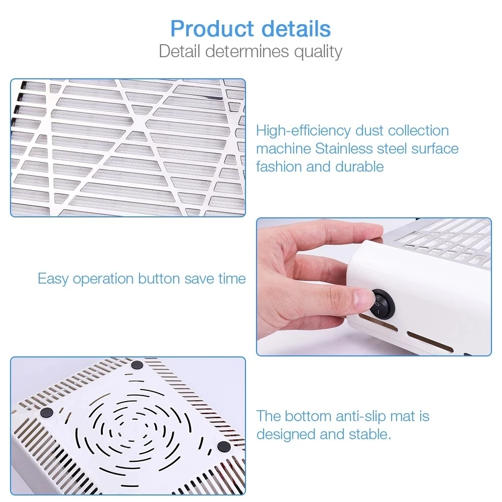 

Portable High Power AC/DC Noiseless Nail Dust Collector Vacuum Cleaner Extractor Fan Manicure Machine For Nail Art Equipment