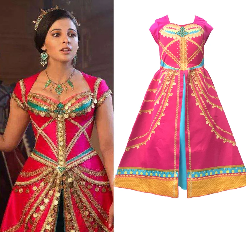 

Aladdin Jasmine Dress Costume Pink Fuchsia Outfit For Kids