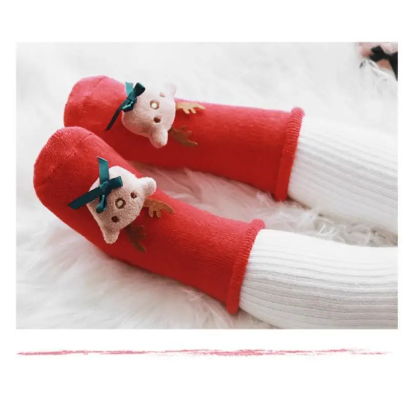 

A Pair 6 Colors Terry Cotton Comfortable Floor Socks Silicone Non-slip Warm Baby Socks Christmas Cute Socks For Newborn Baby