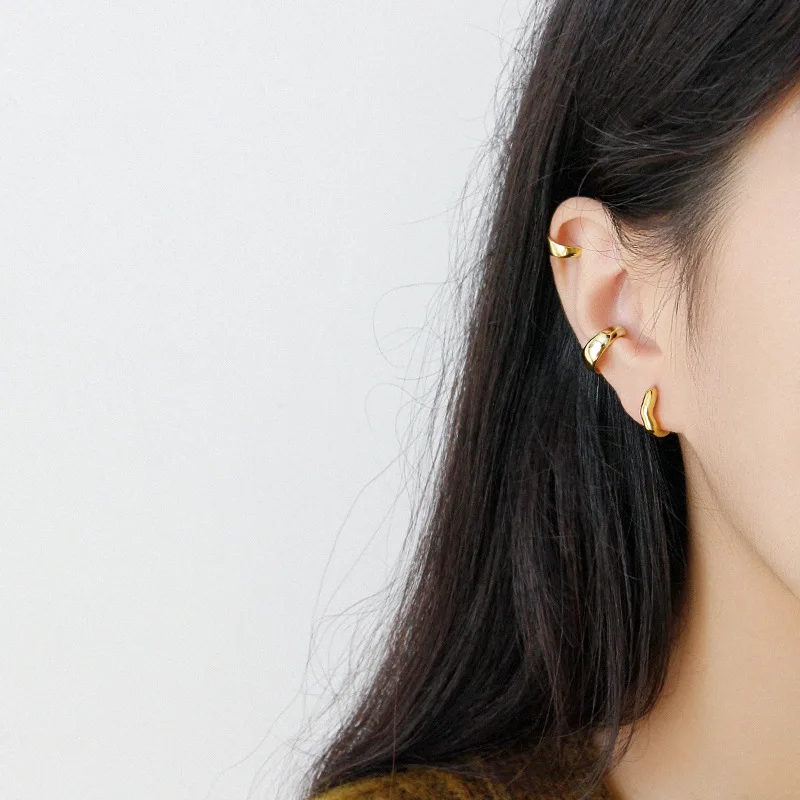 

100% 925 sterling silver irregular circle hoop earrings for women orecchini, minimalist gold color earings hoops jewelry brincos