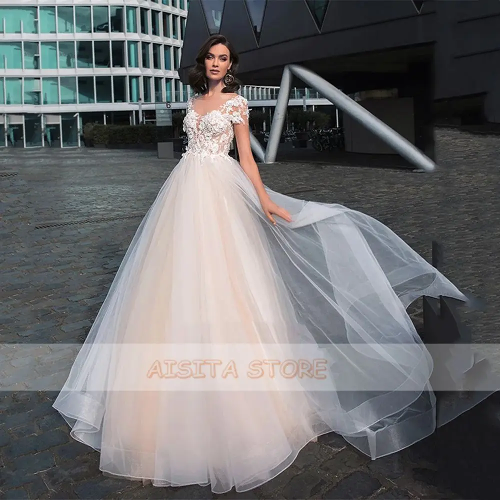 Женское свадебное платье It's yiiya белое элегантное кружевное со шлейфом и