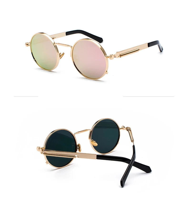 Oculos de sol feminino женские красные очки круглые стимпанк металлические пружины Поляризованные солнечные ретро-очки мужские uv400 Высокое качество
