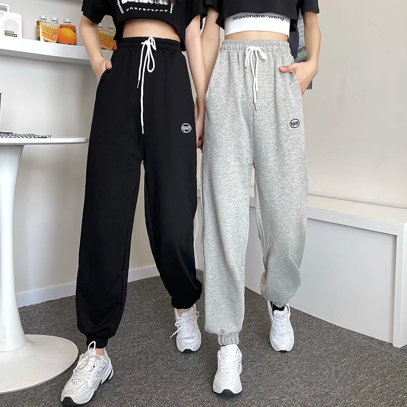 

New Korean Printed Pants Loose Female Harem Pants Thin Loose Spring and Autumn Wild Ankle-Tied Women Pants Casual Solid Pants
