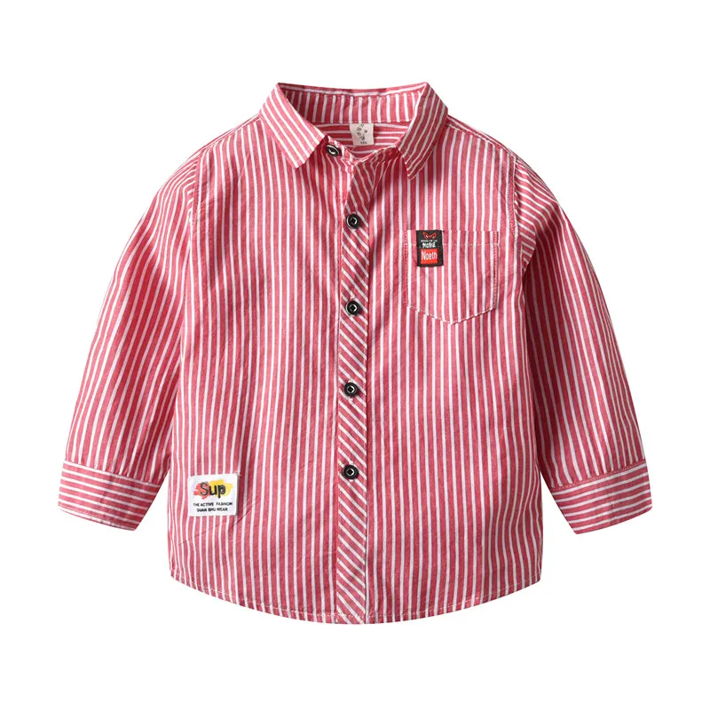 Весенне-Осенняя детская брендовая рубашка с длинными рукавами для мальчиков