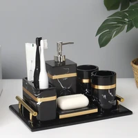 Resin Bathroom Set Liquid Soap Dispenser Dish Toothbrush Holder Gargle Cup Tray Cotton Swab Tissue Box Sell Separately Nordic