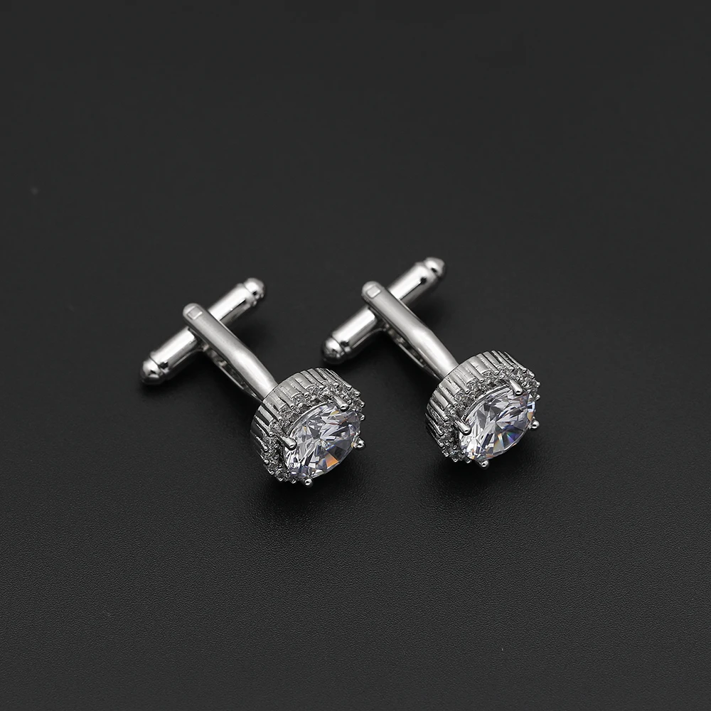 Изысканная мода высококачественные запонки из меди и циркона мужская рубашка