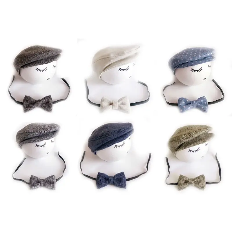 

New 1Set Crochet Baby Toddler Hat And Tie Handmade Newborn Photography Props Baby Cap Beanie Infant Bow Tie Set