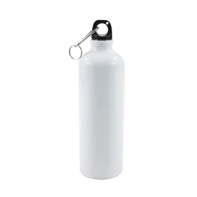 

400/500/600/750ml White Blank Sublimation Water Bottle with Screw Cap Carabiner Hook Aluminum Outdoor Sports Leakproof for